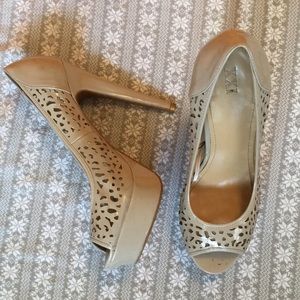 Forever 21 Peep Toe Eyelet Heels